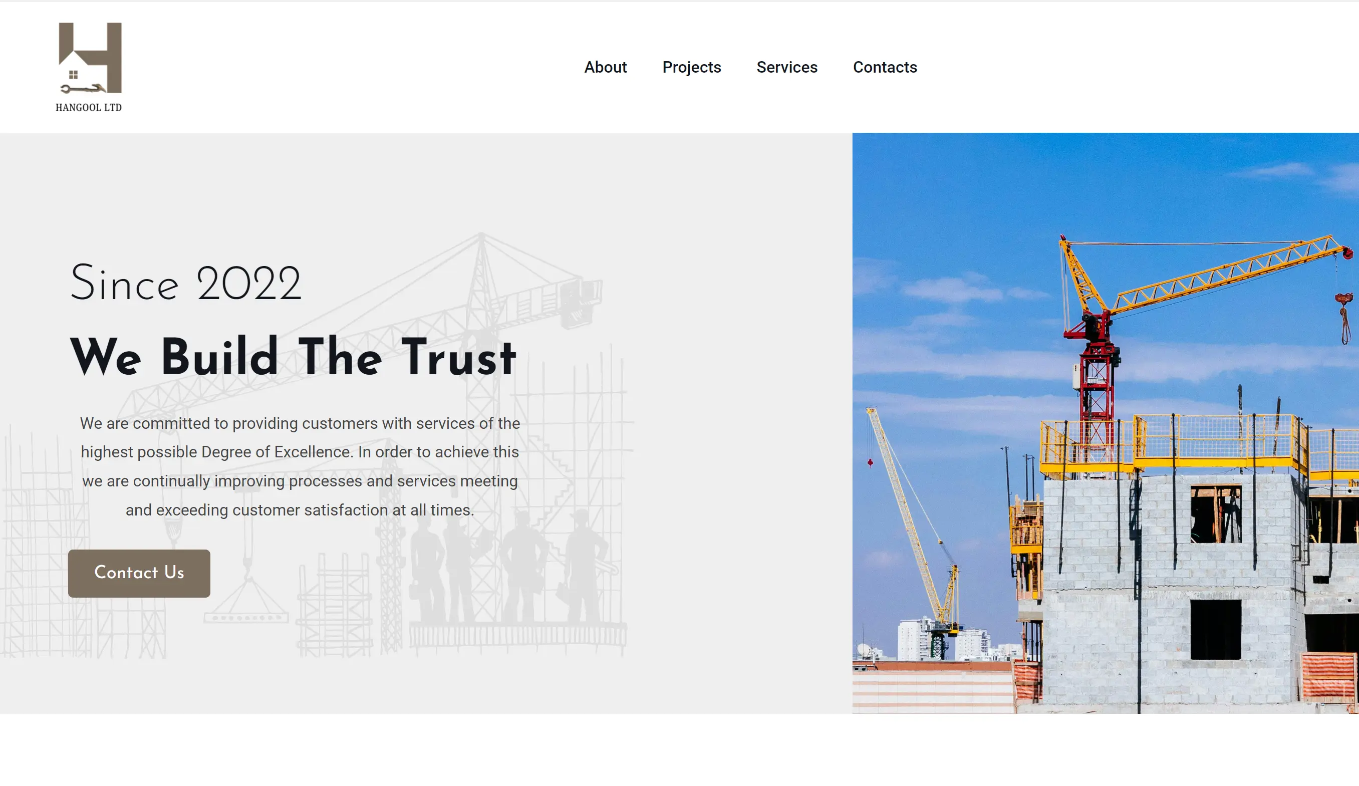 Construction Company Website Design for Hangool Ltd built by Mohamed Abdulkadir